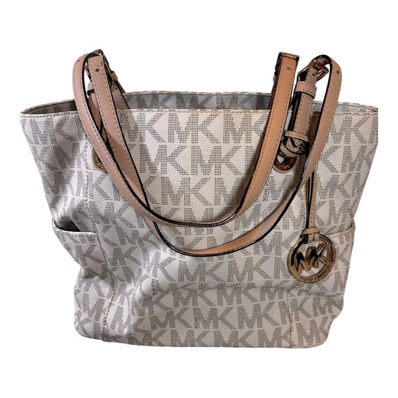MICHAEL Michael Kors Handbags - Michael Kors Jet Set Tote Signature Logo All-Weather/Leather Gold Tone Hardware
